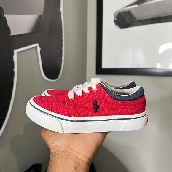 Polo by Ralph Lauren Red and White Canvas Sneakers